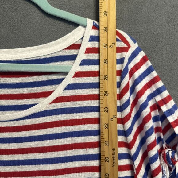 Talbots Linen Blend Top Plus Size 1X Red White Blue Striped Tee 4th of July - Picture 5 of 7